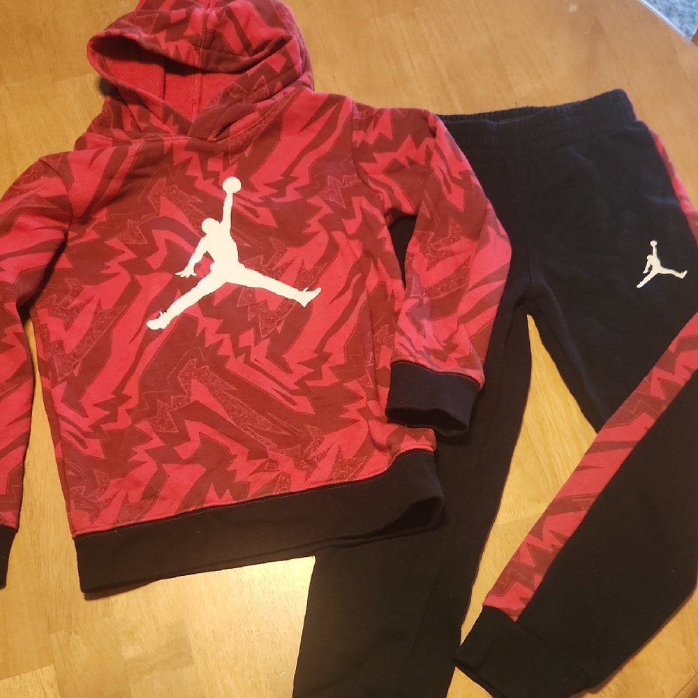 Red and Black Hoodie and Pants Set